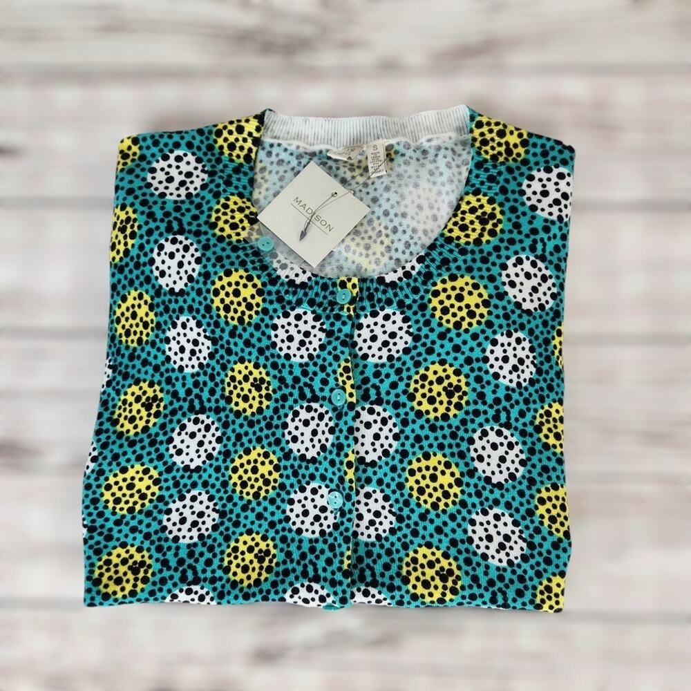 Madison Women's Cardigan Dots Sweater Size Small NWT Casual